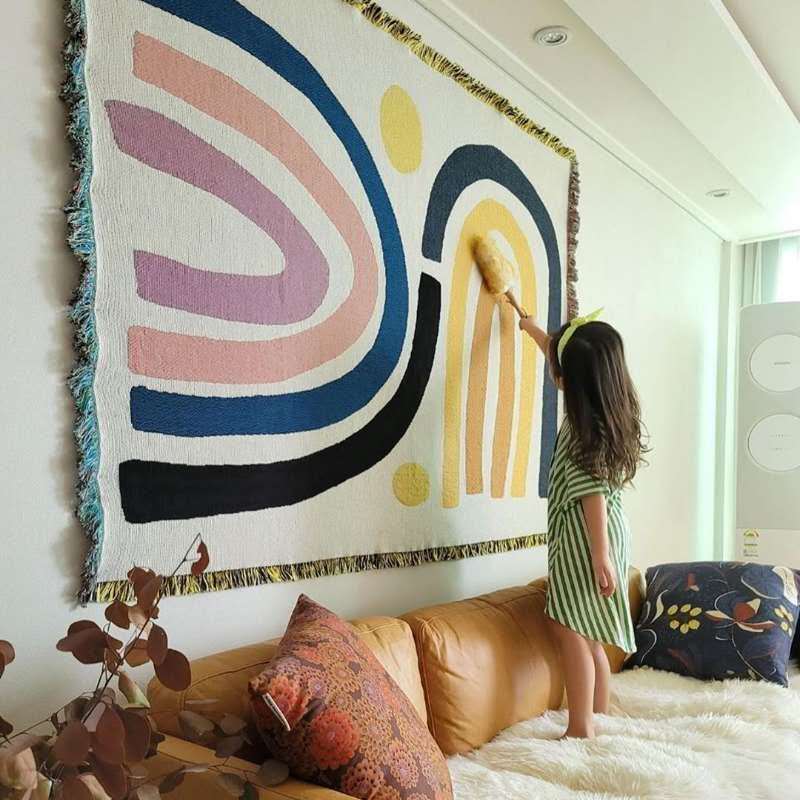 Century Textile & Sewing Supply By Owner - Textile City Abstract Rainbow Throw Blanket