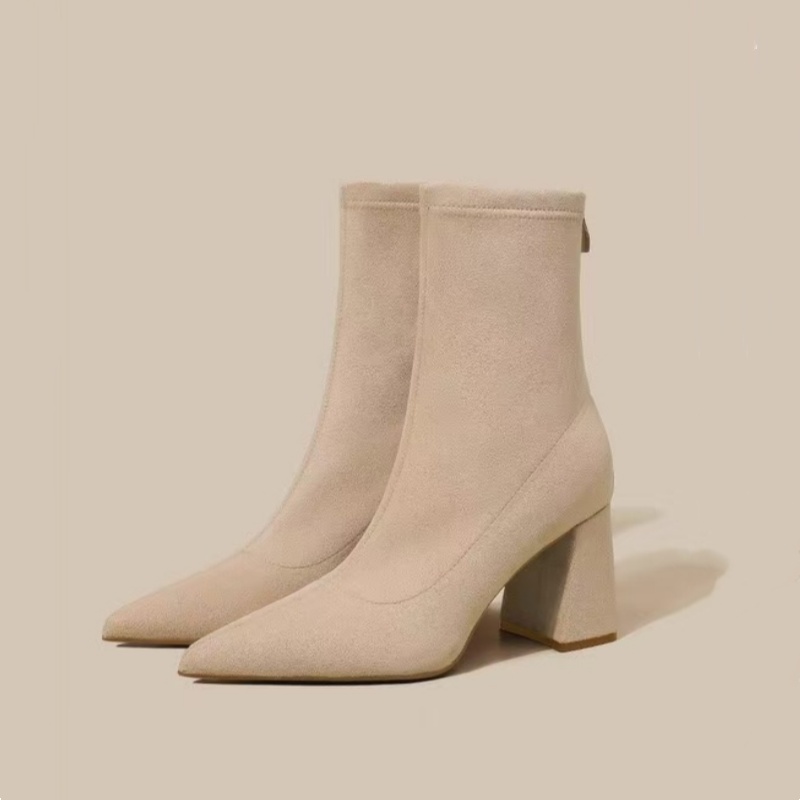 Sewing Net - Winter Pointed Suede Comfortable Square Heel